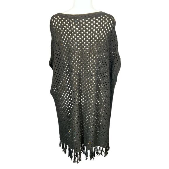 Tommy Bahama Beach Pancho NWT Black Swimsuit Cover Up 100% Cotton Small Tassel - Picture 5 of 12